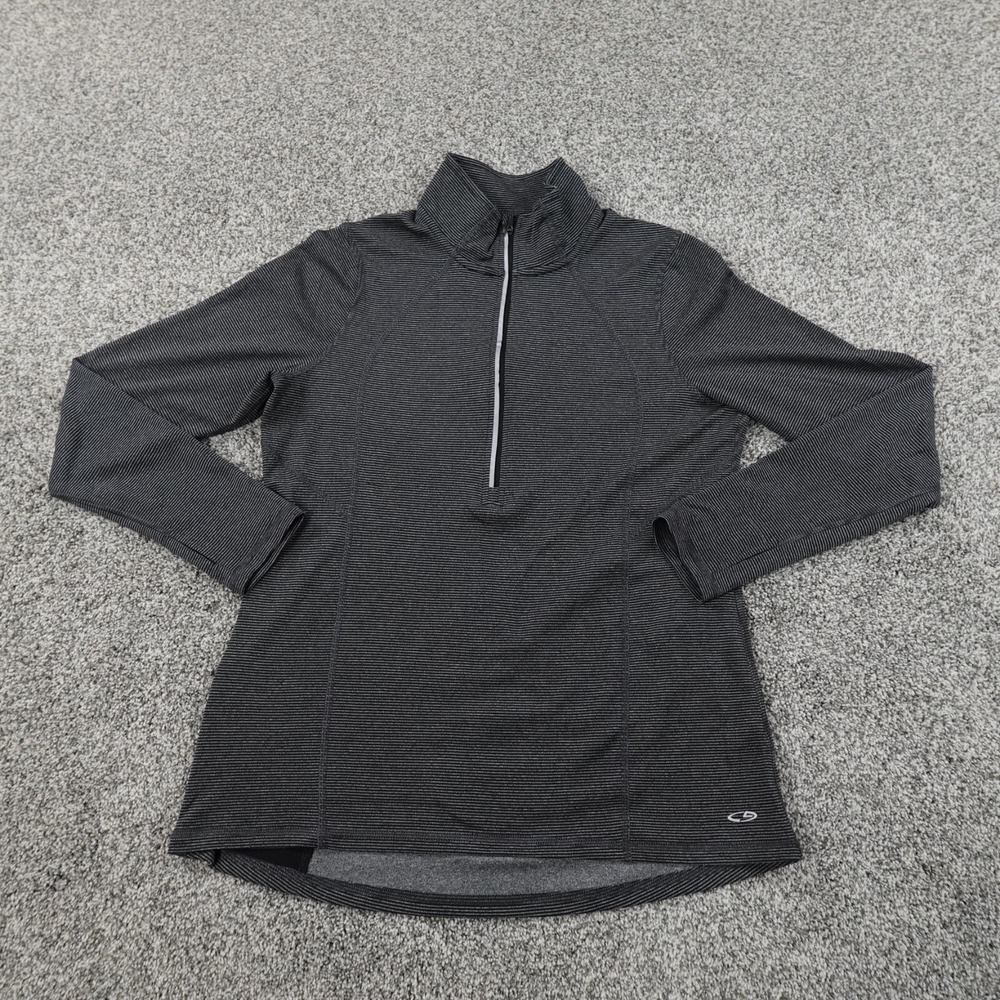 Champion Sweatshirt Womens L Black Gray Duodry Pullover Zip Performance Athletic